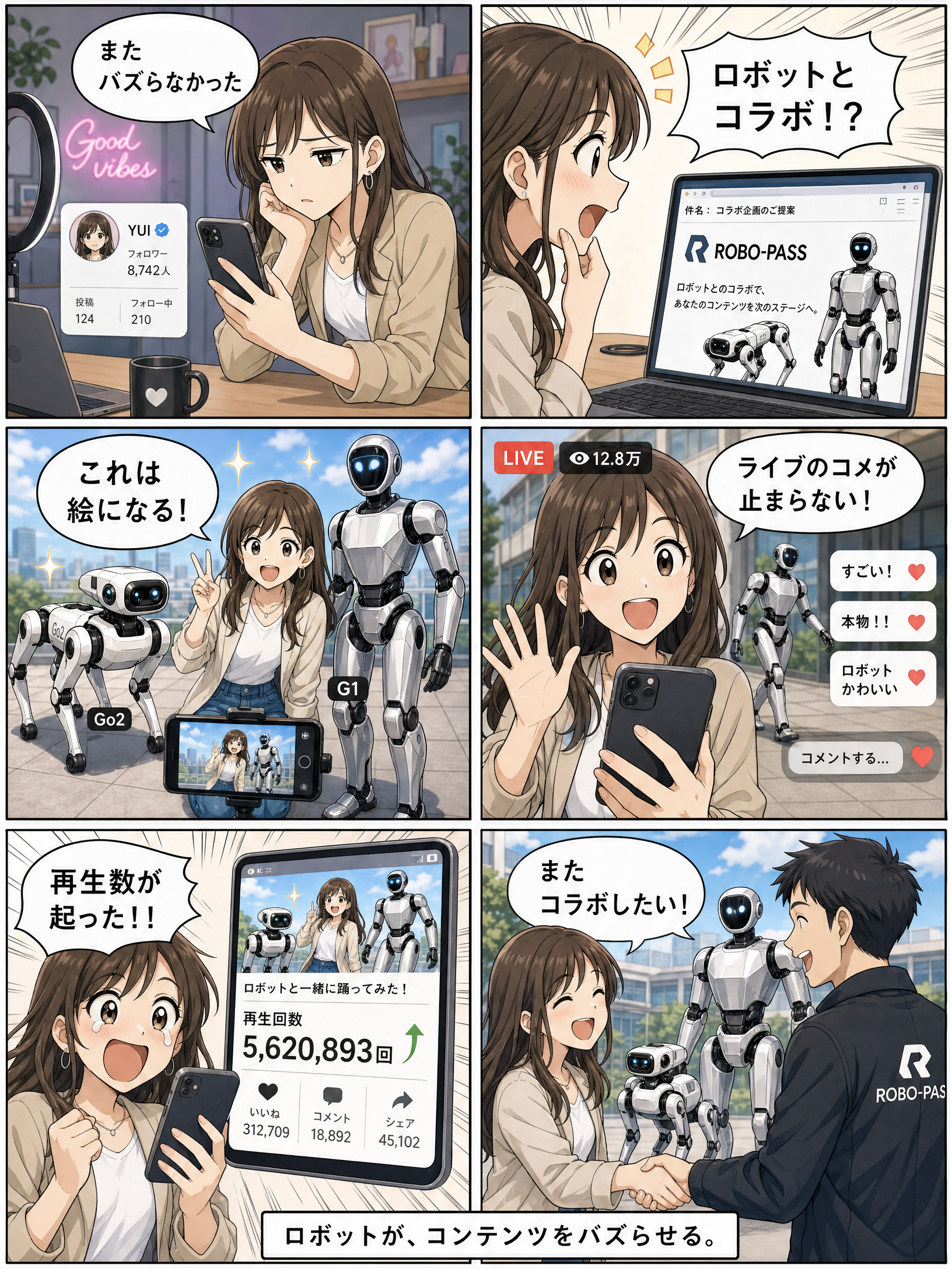 インフルエンサーとロボットのコラボ ロボパス漫画